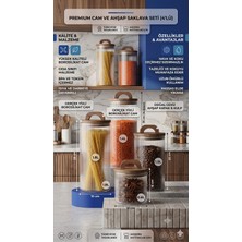 Rivo Home Decor Borosilikat Cam, Ceviz Ahşap Kapaklı, Hava Geçirmez Contalı Mutfak Erzak Kavanoz Seti 0.6l +1l+1.4l+1.8l