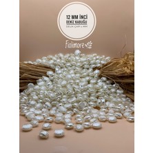 FioliMore Sedefli Inci Deniz Kabuğu Boncuk (25 gr 52 Adet) 12 mm Takı Boncuğu Delik Çapı 1 mm