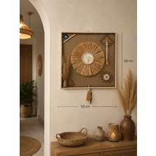 LED Işıklı Boho Duvar Süsü-El Yapımı Ayna