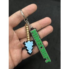 Goka 3D Craft Minecraft Elmas Mızrak 2'li Anahtarlık Seti - Özel Tasarım Oyuncu Aksesuarı