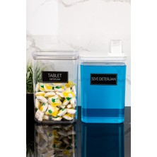 Dolkin Home 2'li Ölçekli Deterjanlık Kutusu Seti Yumuşatıcı Sıvı Deterjan Etiketli Saklama Kutusu 3000ML