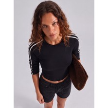 Poupee Siyah Yumuşak Dokulu Uzun Kollu Kadın Body, Kadın Streç Bluz, Slimfit Kadın Bluz