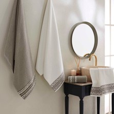 Taç Yeni Sezon Pure Cotton Pamuk Hamam Seti Glossy Ekru - Toprak