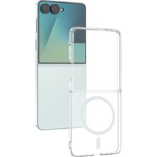 Tekno Grup Galaxy Z Flip 7 Kılıf Mika Kamera Korumalı M-Safe Şarj Özellikli Şeffaf Sert Pc London Kapak