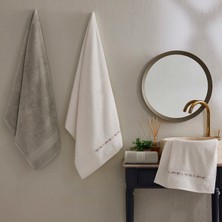 Taç Yeni Sezon Pure Cotton Pamuk Hamam Seti Blossom Ekru - Vizon