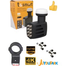 Uydupark Tsmart 8'li Sekiz Çıkışlı Çanak Anten Lnb'si+Lnb Kelepçesi+ 8 Adet Contalı Konnektör