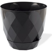 Karasu 9.2 Litre Dekoratif Prizma Desenli Büyük Boy Tabaklı Plastik Saksı Yakamoz No5