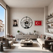 Mova Dizayn Atatürk Silüeti Anafartalar Tasarımlı Dekoratif Metal Duvar Saati