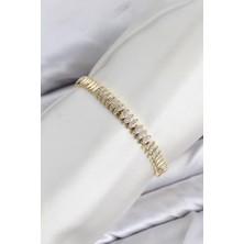 Sb Shopping cm Arpa Model Zirkon Taşlı Vip Seri Gold Renk Pirinç Kadın Bileklik