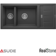 Real Stone Realstone P024 Artemis 1.5 Göz Damlalıklı Granit Evye 1000x460 mm
