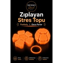 Mosso Steel Fosforlu Gece Parlayan Zıplayan Stres Topu Clicker Stres Topu – Lastik Mekanizmalı 3D Baskı Mekanik Fidget Oyuncak - Hoplaç - Zıplaç