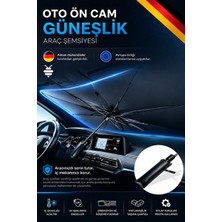 Trm Ön Cam Şemsiye Güneşlik 140X79 cm Katlanabilir Metalize UV Filtre Gövde