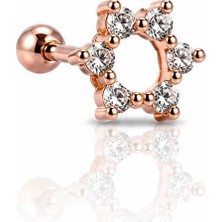 Nur Silver Asimetrik Model Çelik Tragus Küpe NUR-KE03399