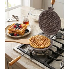 Elçi Home Granit Ocak Üstü Waffle Tavası - El Waffle Tavası - Ocak Üstü Kamp Waffle Tavası 19 cm