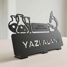 Mova Dizayn Kişiye Özel Hediyelik Kimya Mühendisi Teknikeri Öğretmeni Tasarımlı Metal Masaüstü Isimlik