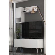 Dekortis Home Dekor 120DHDTDR1BA Sadem Raflı Tv Sehpası,ünitesi Beyaz-Altın