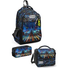 Coral High Kids Renkli Yarış Arabası Desenli 3’lü Okul Çanta Seti SET0133259