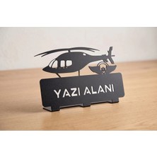 Mova Dizayn Kişiye Özel Hediyelik Jandarma Polis Sağlık Askeri  Bell Helikopter Tasarımlı Metal Masaüstü Isimlik