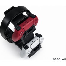 Gesolab 2’li Kumanda ve Kulaklık Standı -Beyaz– Ps4 / Ps5 / Xbox Uyumlu – Masaüstü Organizer