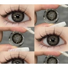 Axhara Newyork Bahama Black / Hareli Renkli Gri Göz Kirpik Lens / Yıllık Kullanım Için Çarpıcı Renkli Seçenek
