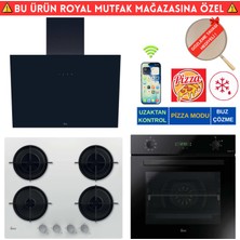 Hoover Morella Telefon Bağlantılı Cam Siyah  Ankastre Set (HO3158B+ HVW6MW Beyaz + HDG6C1GBTK)