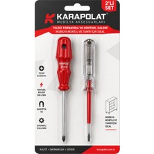 Karapolat Kontrol Kalemi ve Yıldız Tornavida 2'li Set Elektrikçi Tamirci El Aleti