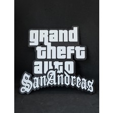 Goka 3D Craft  Gta San Andreas Logolu Nostaljik 3D Duvar Dekoru - 18 cm Slim Versiyon (Çift Taraflı Bantlı)