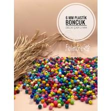 FioliMore 6 mm Plastik Boncuk Karışık Renk (25 gr 150 Adet) Delik Çapı 2 mm Makrome Boncuğu