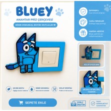 Seyuse Bluey Anahtar & Priz Çerçevesi – El Yapımı Işık Anahtarı Süsü – Çocuk Odası Duvar Dekoru – Dekoratif Hediye