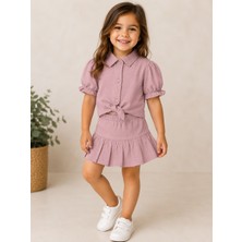 Montisu Mia % 100 Pamuk Önden Bağlamalı Fırfırlı Etek Takım