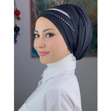 Şerit Detaylı Bone Şal