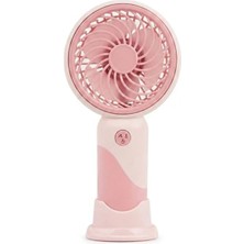 Mobixa Şarjlı Standlı Mini El Fanı Taşınabilir Masaüstü Vantilatör, Pembe