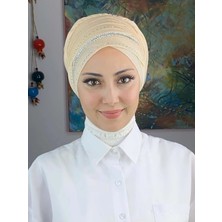Şerit Detaylı Bone Şal