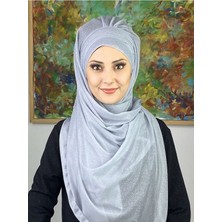 Saray Model Gümüş Simli Yan Drapeli Şal
