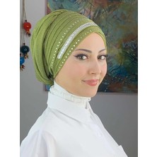 Şerit Detaylı Bone Şal