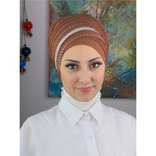Şerit Detaylı Bone Şal
