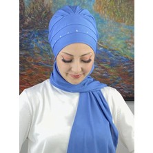 Beyaz Taş Detaylı Atkılı Bone