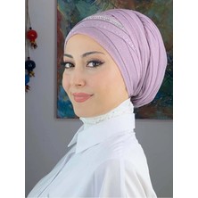 Şerit Detaylı Bone Şal
