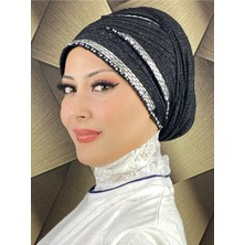 Kalın Şerit Boncuk Işlemeli Abiye Şal