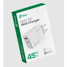 EstoreBox Feny FN-C45, 45W, Usb+Type-C, Akıllı Isı Kontrol Chip, Qualcomm Quick Charge 3.0, Şarj Adaptörü