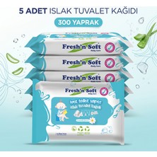 The Mask Elturko Fresh'n Soft Wc Islak Tuvalet Kağıdı / Çocuklar Için Islak Tuvalet Kağıdı/ Islak Mendil / Kişisel Bakım Islak Mendili 5X60 (300 Yaprak)
