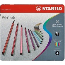 Stabilo Pen 68 Fibre Tip Keçeli Kalem 20 Renk Metal Kutu