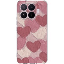 TechTree Xiaomi 17T Pro Uyumlu Pastel Gül Kurusu ve Pembe Kalpli Baskılı Silikon Kılıf