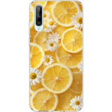 TechTree Huawei P Smart S Uyumlu Limon Dilimleri ve Papatya Desenli Baskılı Silikon Kılıf