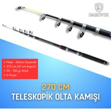 Darovik Kabach Fiber Olta Kamışı 270 cm Teleskopik 50-150 gr Atarlı Kamış