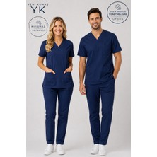 Simirna Üniforma Premium Likralı Logosuz Scrubs Takım Doktor Hemşire Üniforması Sağlık Bakanlığı Uyumlu