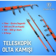 Darovik Oktav Fiber Olta Kamışı 300 cm Teleskopik 100 - 300 gr Atarlı Kamış