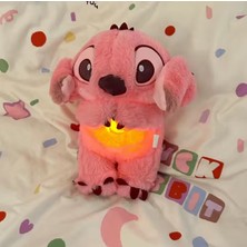 Empressco Pembe Stitch Peluş Oyuncak, Nefes Alan, Işıklı ve Müzikli Uyku Arkadaşı