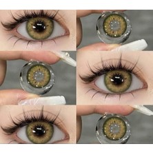 Sahra Green / Hareli Renkli Yeşil Göz Kirpik Lens / Yıllık Kullanım Için Doğal Renkli Seçenek