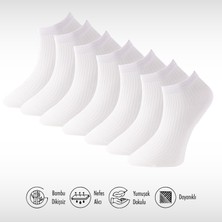 Lion Monroe Saf Bambu 4 Mevsim Erkek Patik Düz Kısa Beyaz Çorap Dikişsiz Premium Hediye Kutulu 7'li Comfort Series L5952AZNP